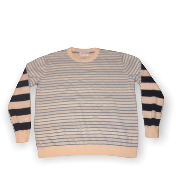 Nordstrom collection blue and white striped cashmere sweater - Picture 1 of 6
